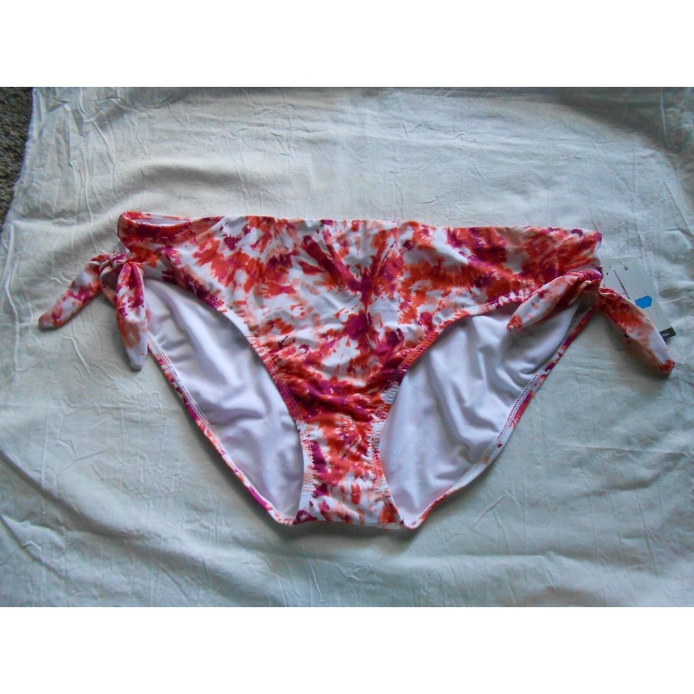 NEW Time and Tru Pink Tie Dye Mid Rise swim Bikini Bottom Plus Size 2X (20W-22W)